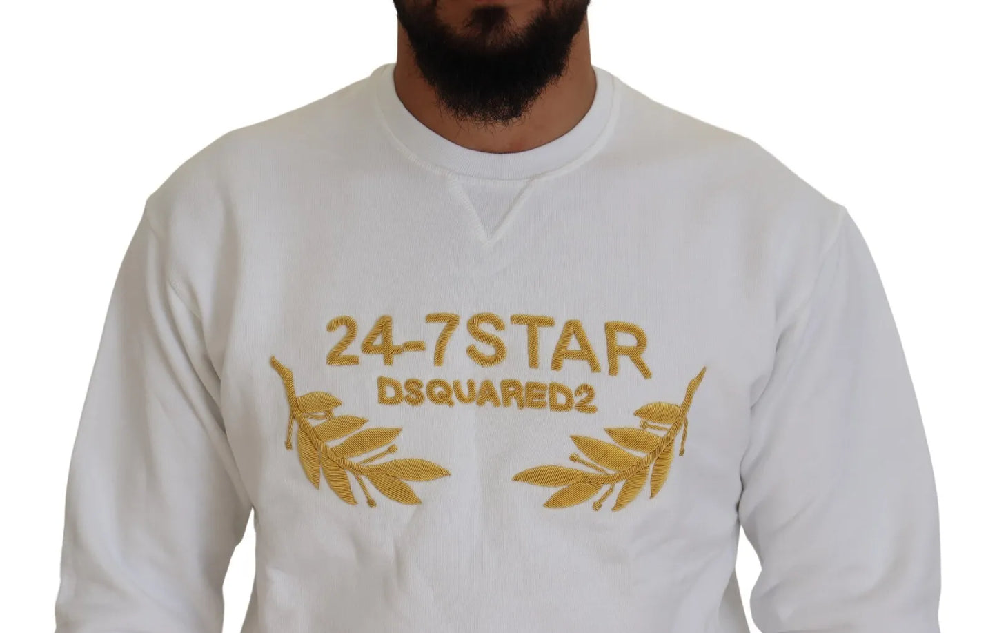 Suéter tipo sudadera con cuello redondo y bordado blanco