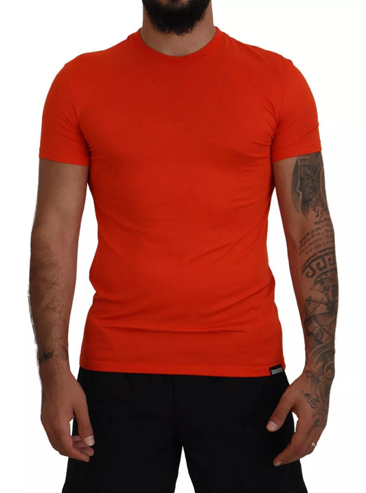 Camiseta de cuello redondo y manga corta de modal naranja