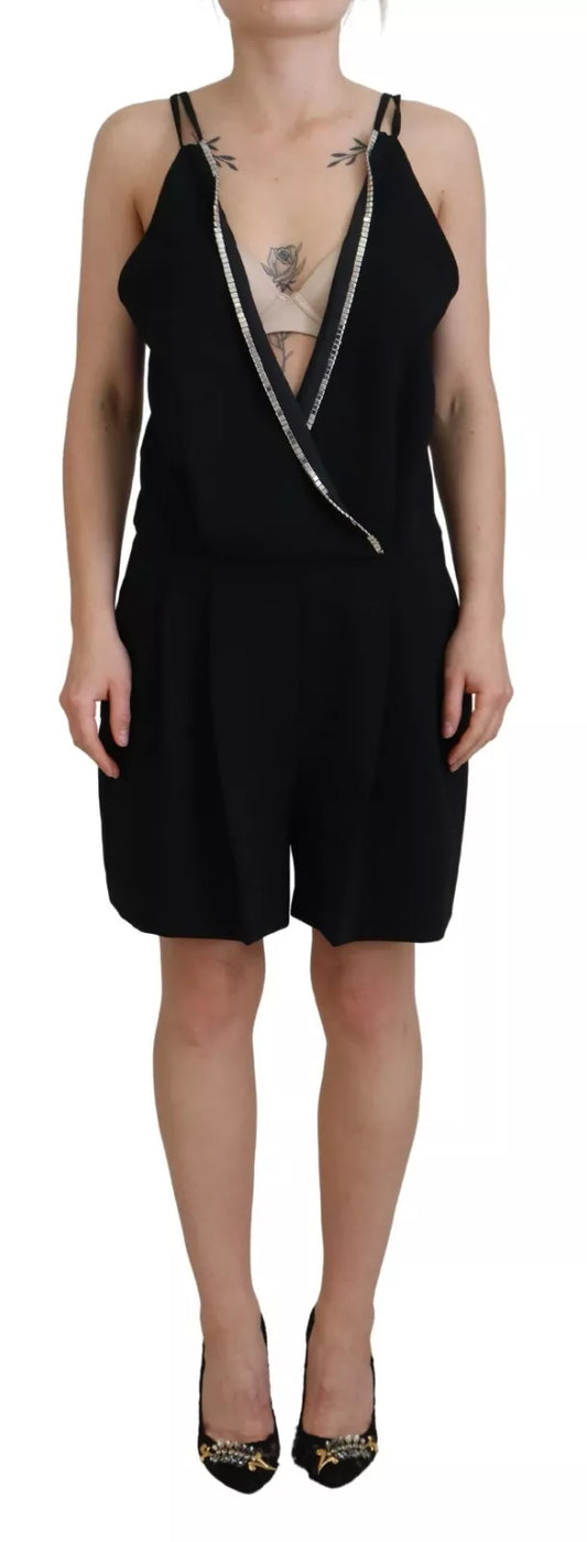 Vestido mono sin mangas con escote en V y adornos negros