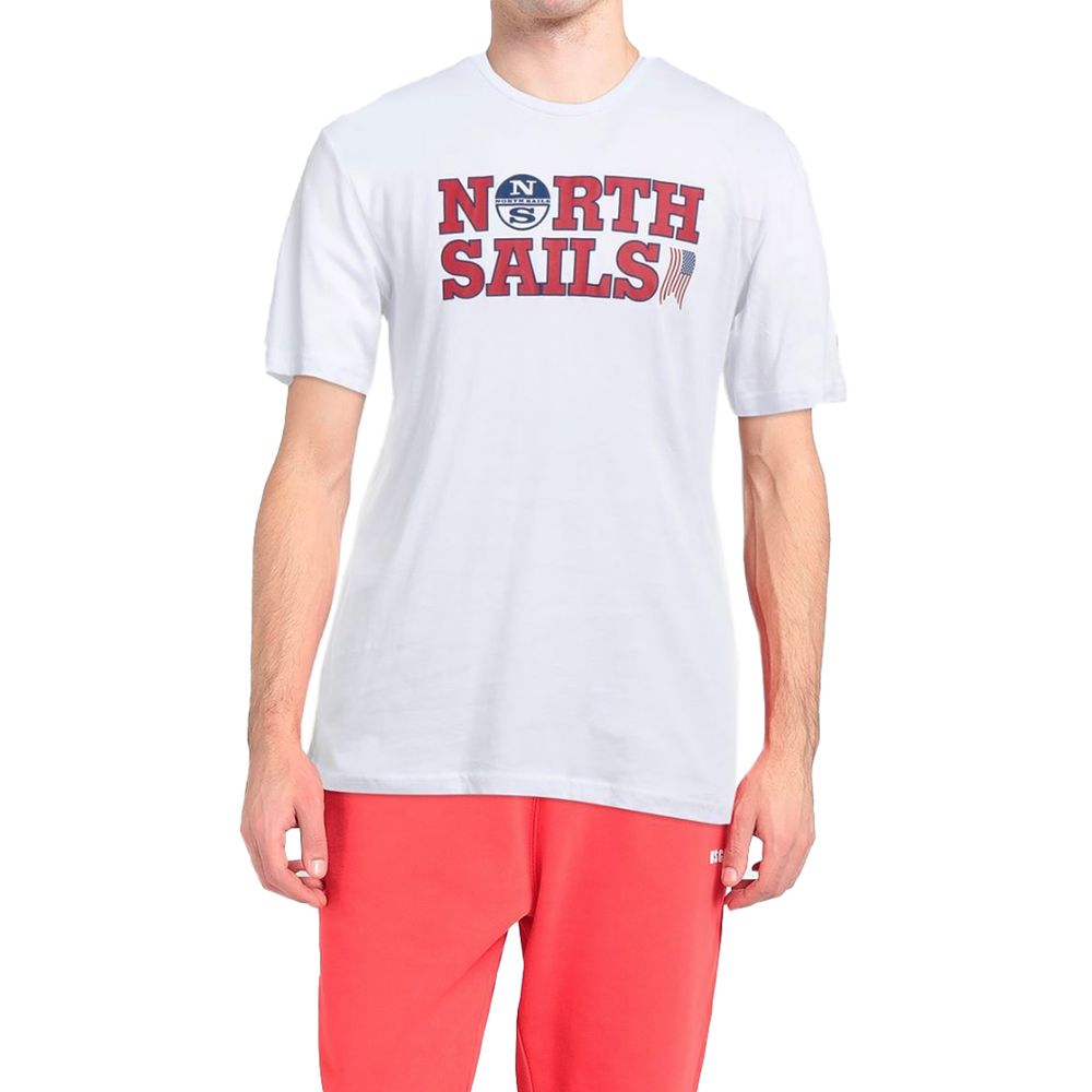 Elegante camiseta de algodón blanca con logotipo