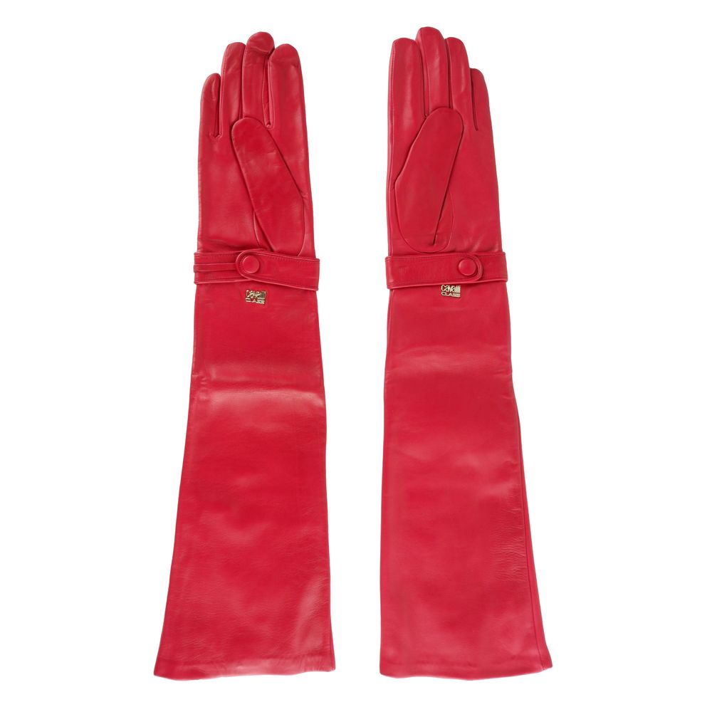 Guante de piel de cordero roja para mujer