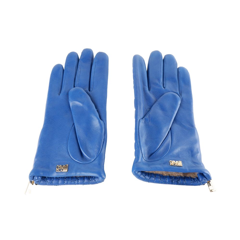 Blaue Lammfellhandschuhe für Damen