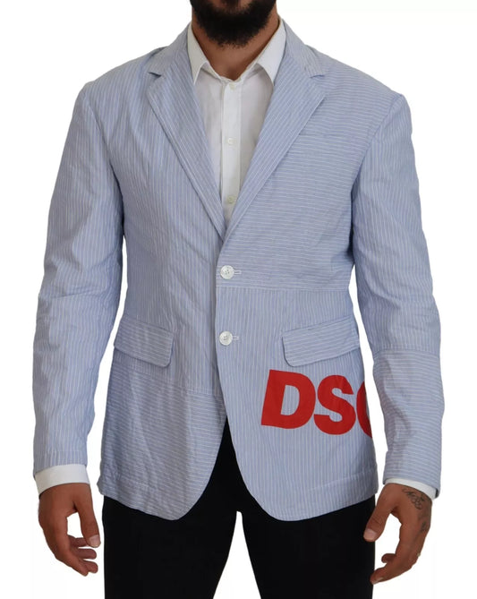 Blazer formal de botonadura sencilla con rayas azules