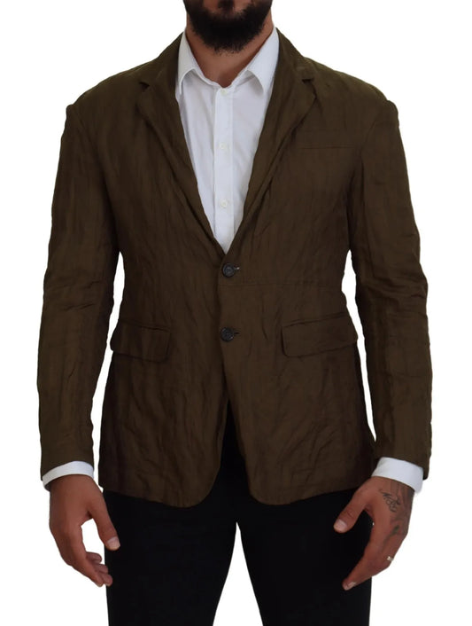Chaqueta tipo blazer de botonadura sencilla de color verde para hombre