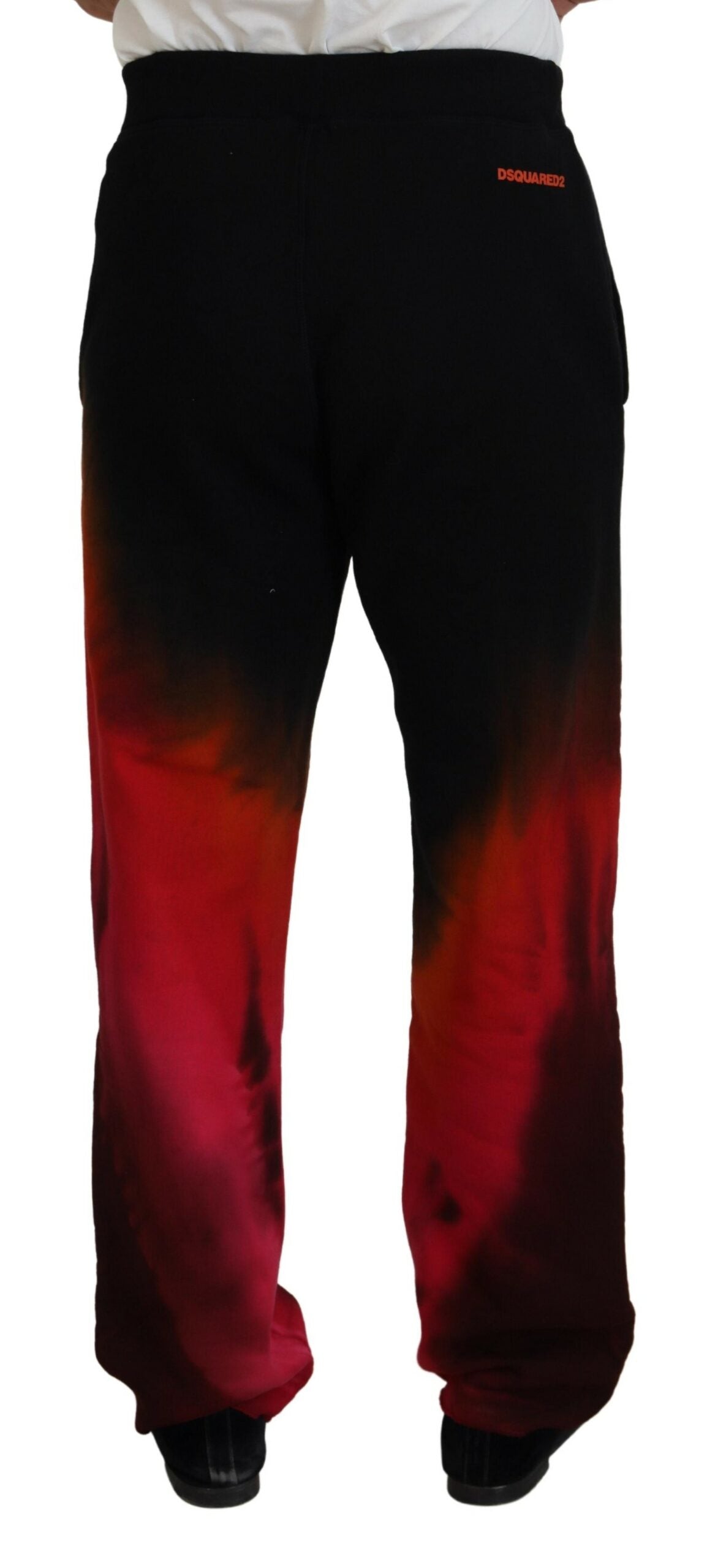 Pantalones casuales con estampado de logotipo en algodón negro y rojo