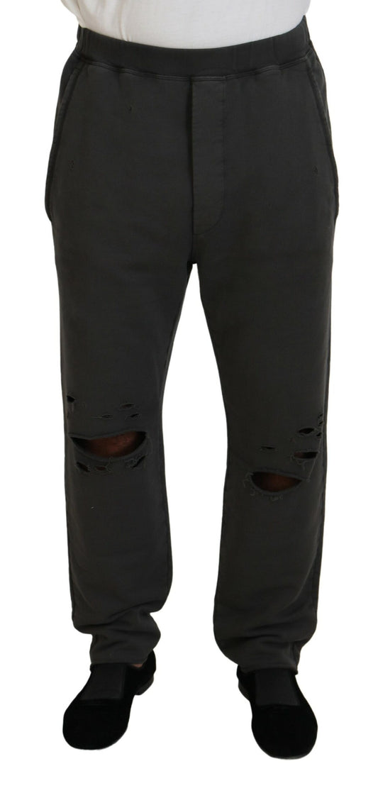 Pantalones casuales de algodón gris oscuro para hombre