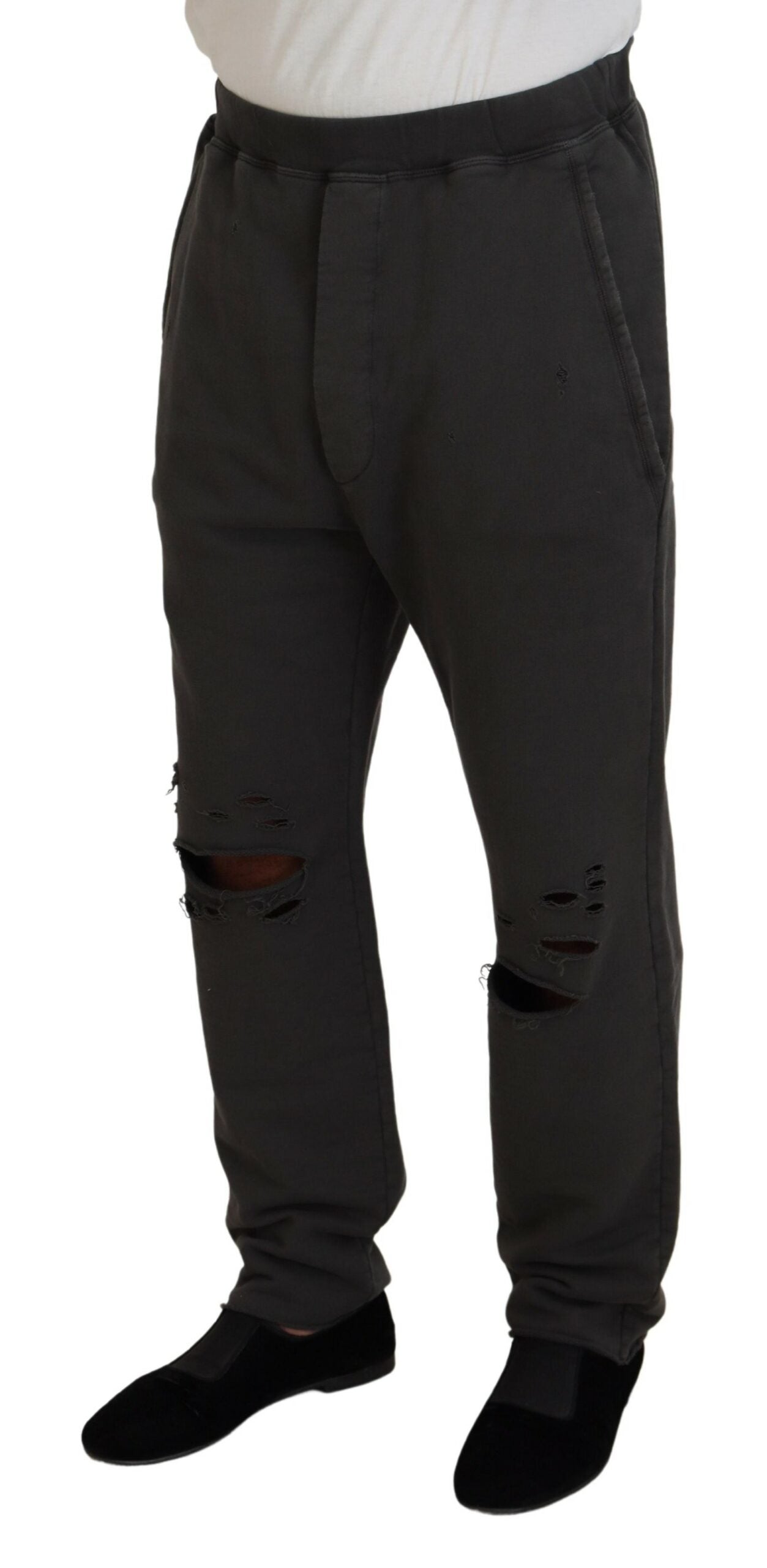 Pantalones casuales de algodón gris oscuro para hombre