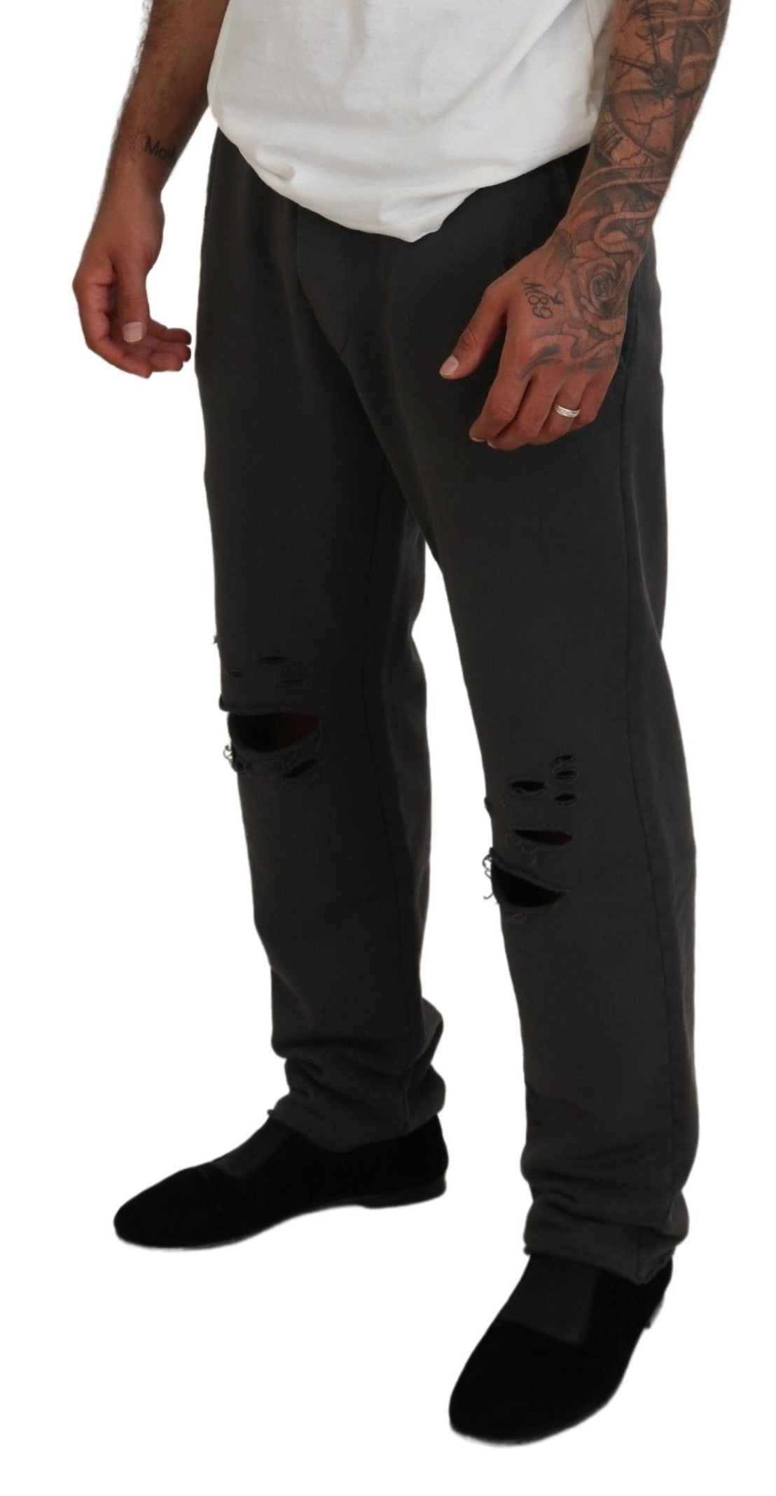 Pantalones casuales de algodón gris oscuro para hombre