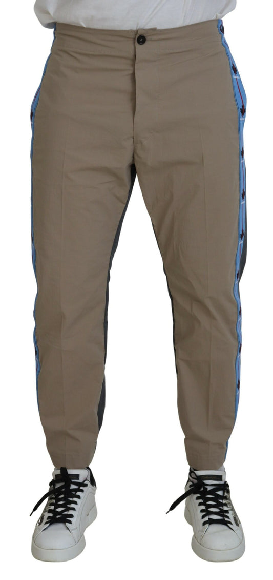 Pantalones casuales de algodón marrón y gris de dos tonos para hombre
