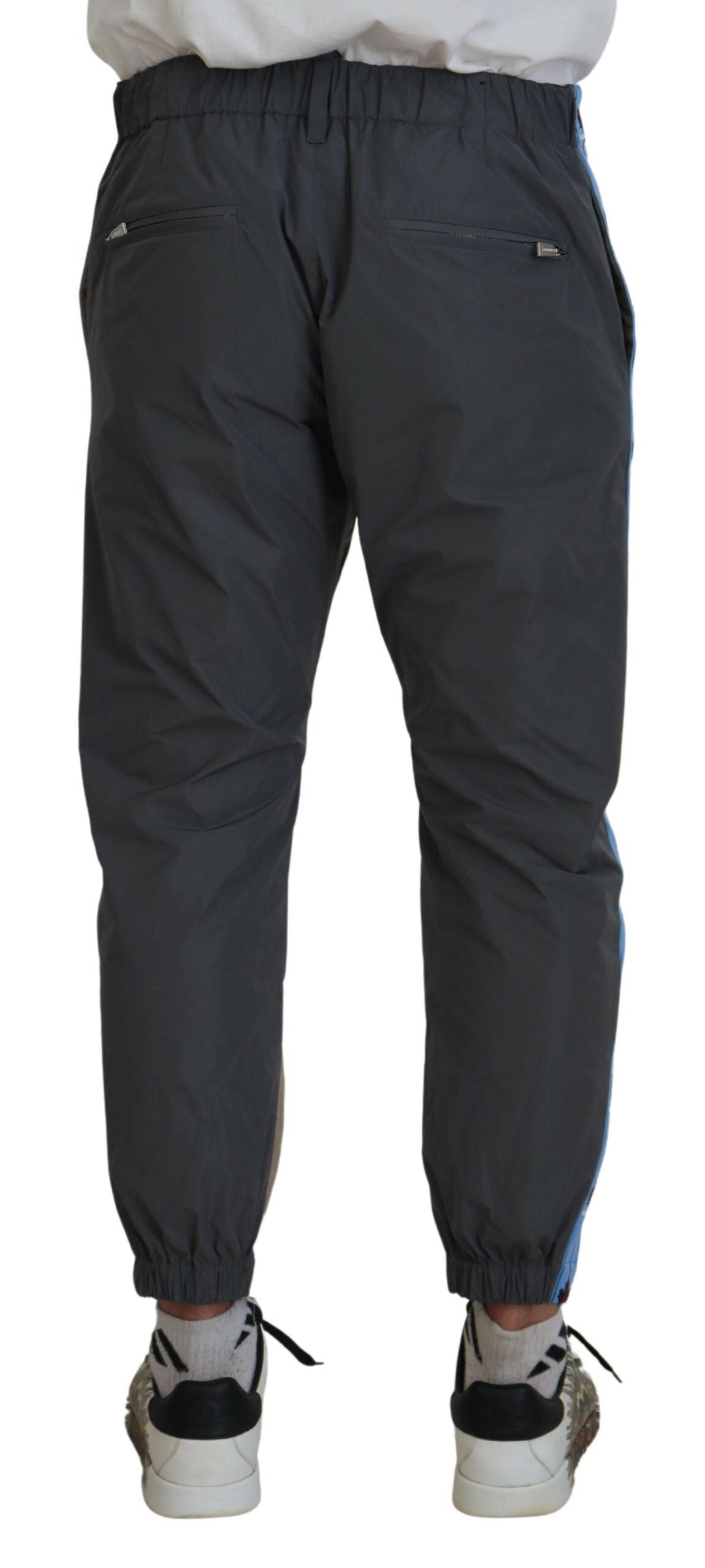 Pantalones casuales de algodón marrón y gris de dos tonos para hombre