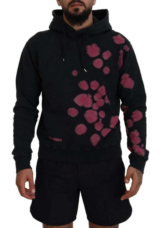 Sudadera con capucha y estampado tie-dye de algodón en color negro