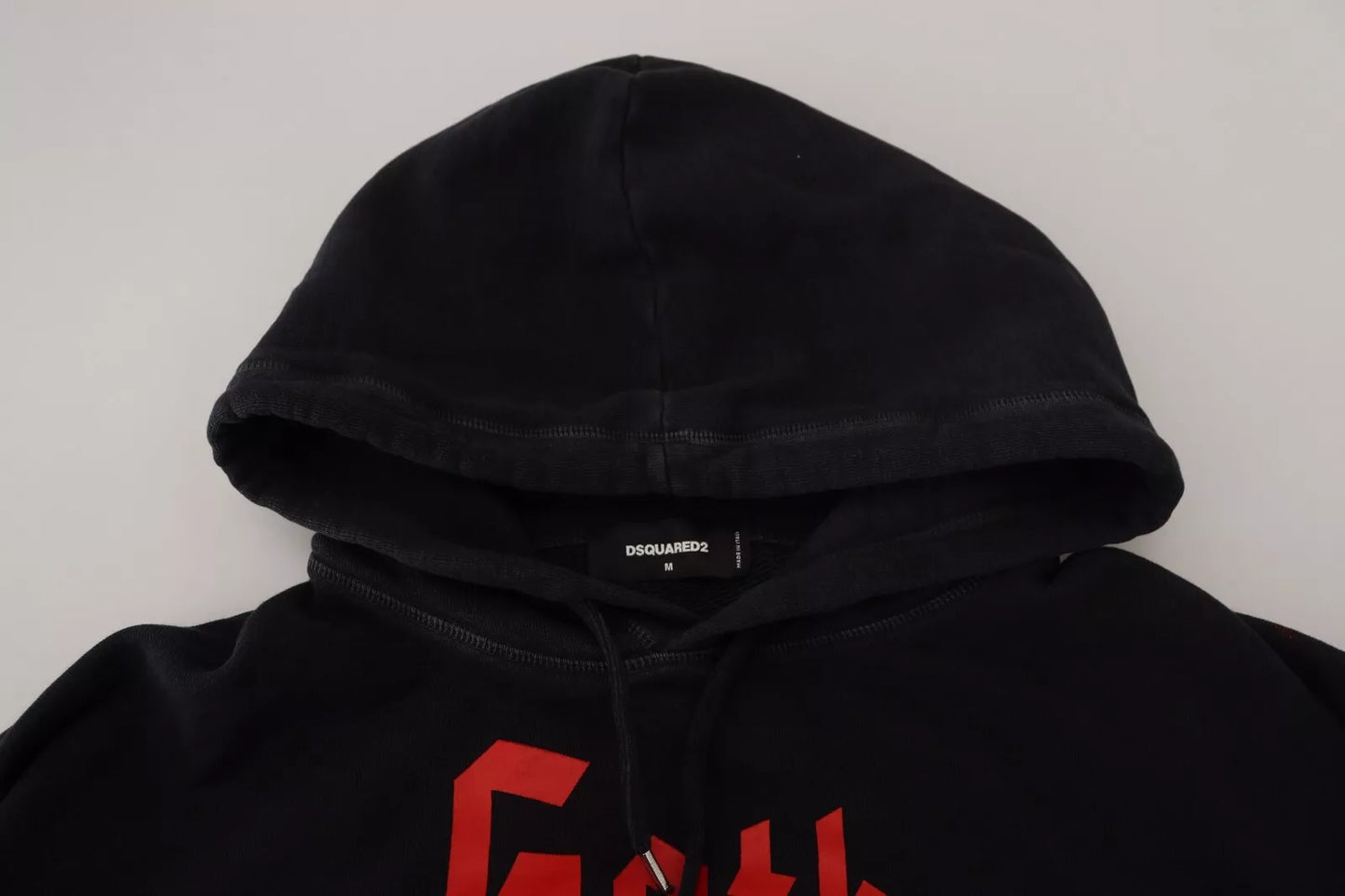 Suéter con capucha y estampado de algodón negro para hombre