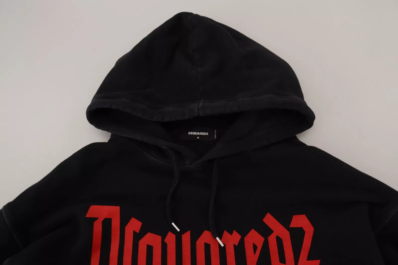 Schwarzer bedruckter Pullover aus Baumwolle mit Kapuze für Herren