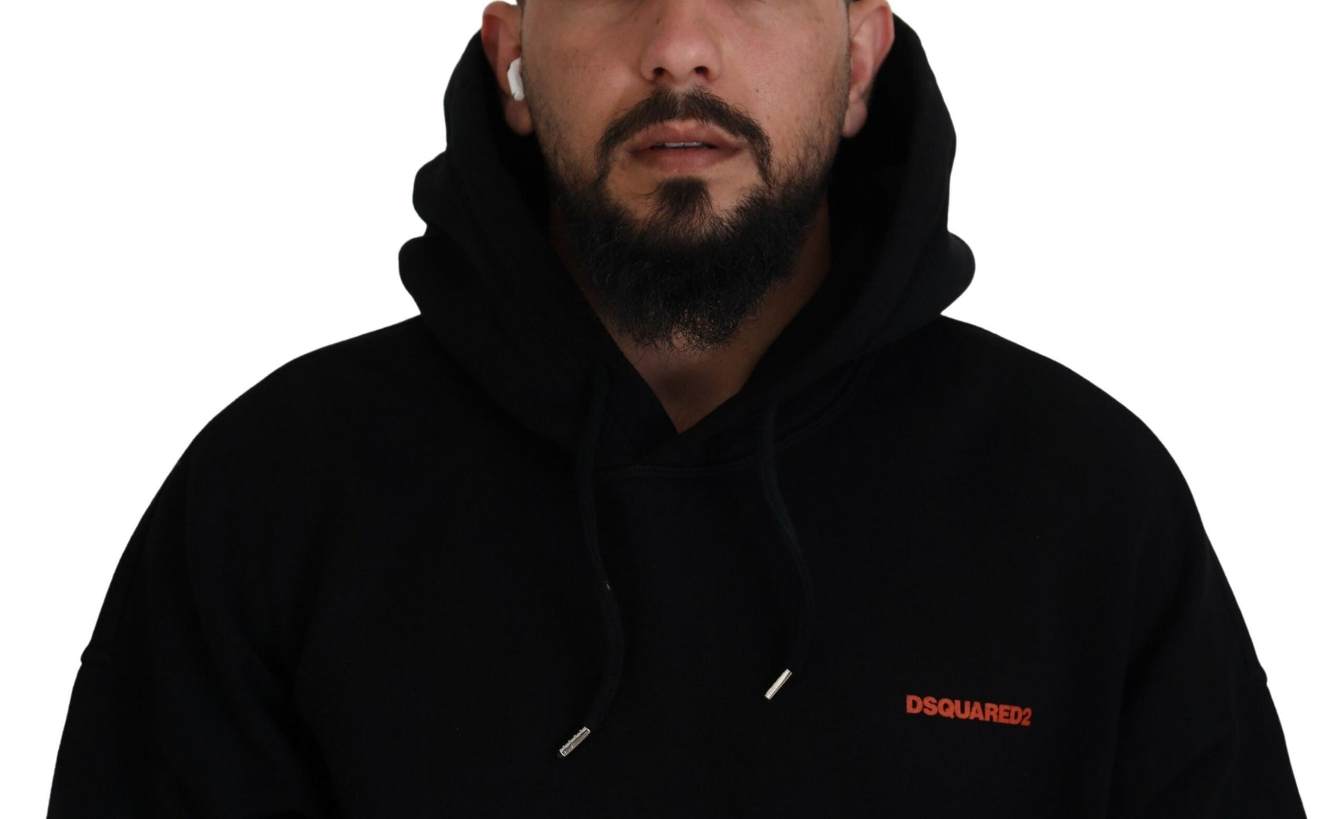 Schwarz-roter Pullover aus Baumwolle mit Kapuze und Batikmuster