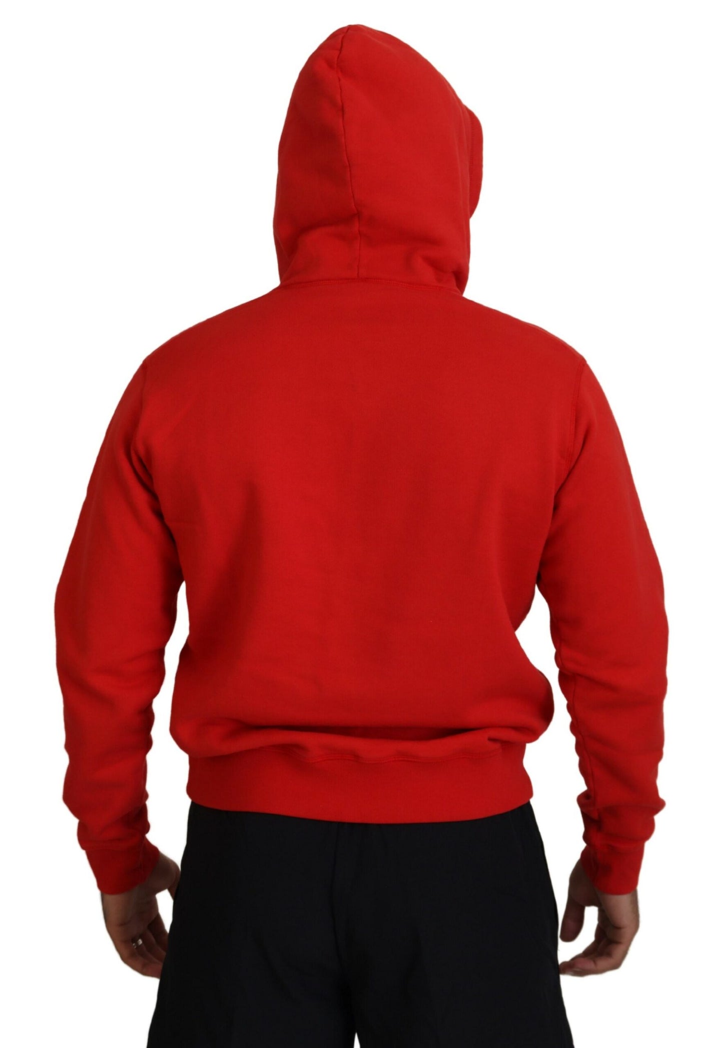 Suéter con capucha y estampado de algodón rojo para hombre