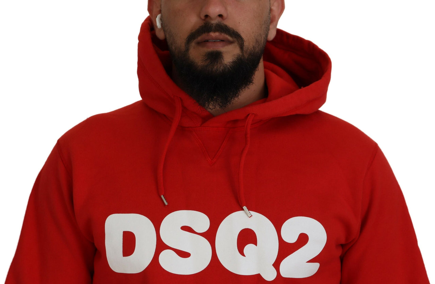 Suéter con capucha y estampado de algodón rojo para hombre