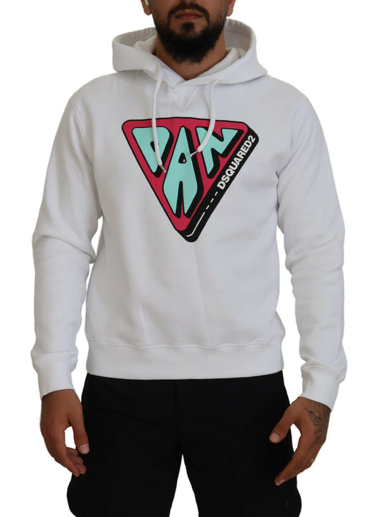 Suéter con capucha y estampado de algodón blanco