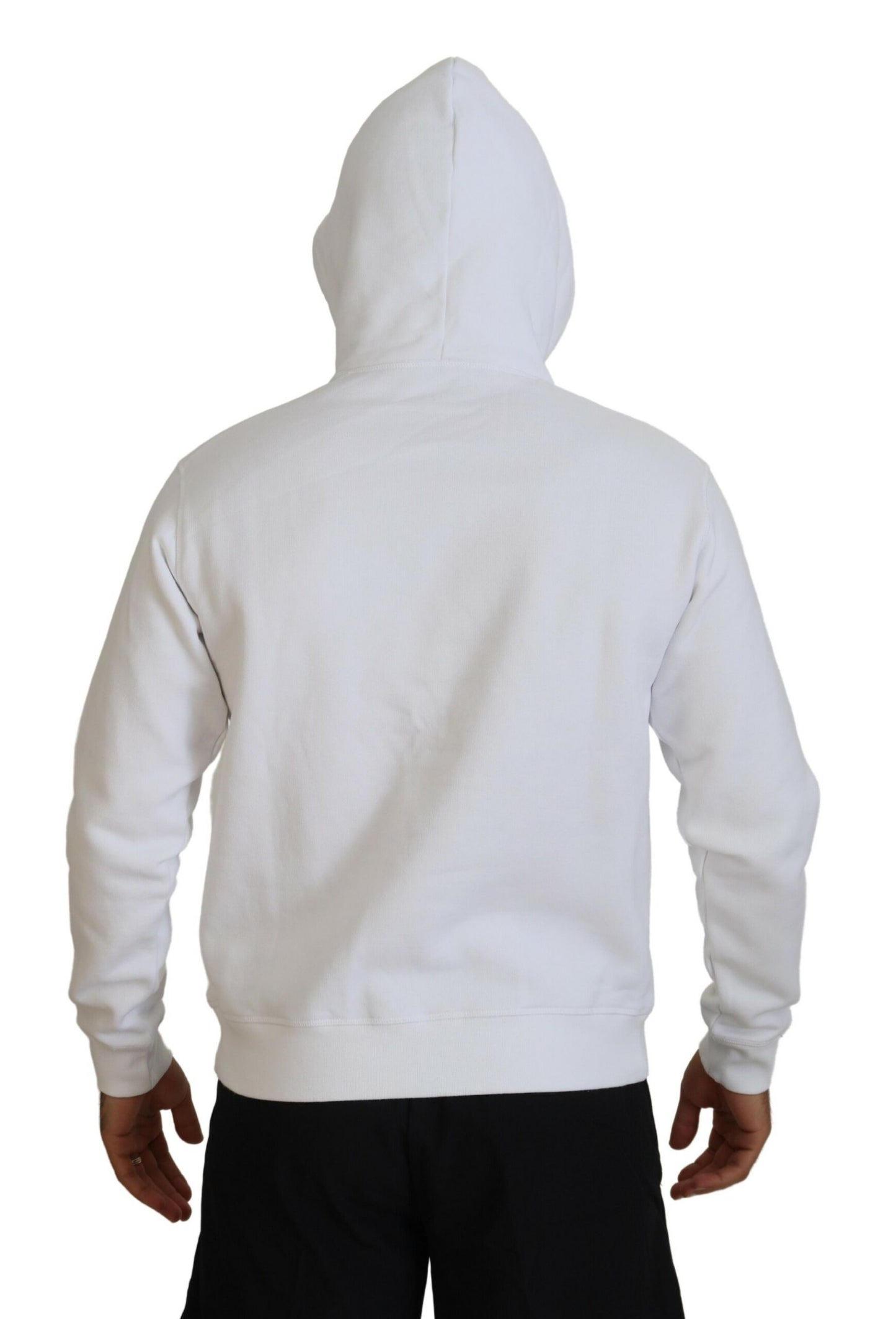 Suéter con capucha y estampado de algodón blanco