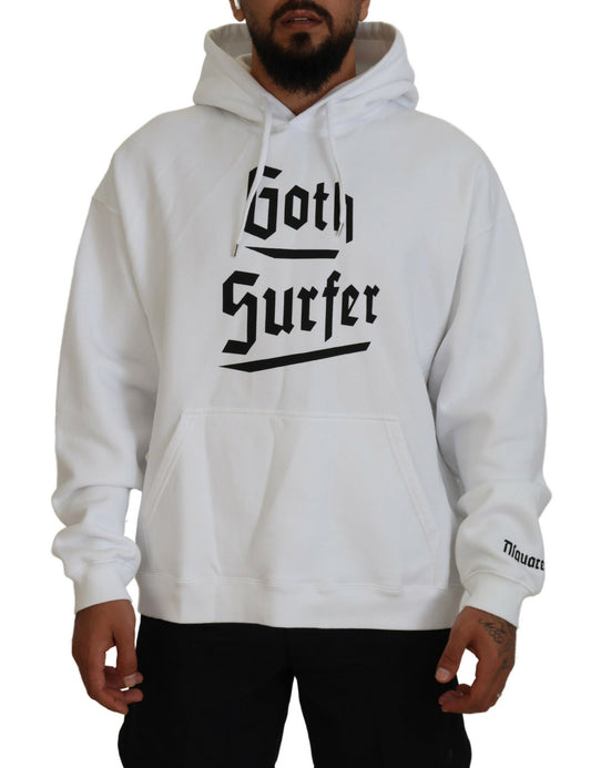 Suéter con capucha y estampado de algodón blanco para hombre