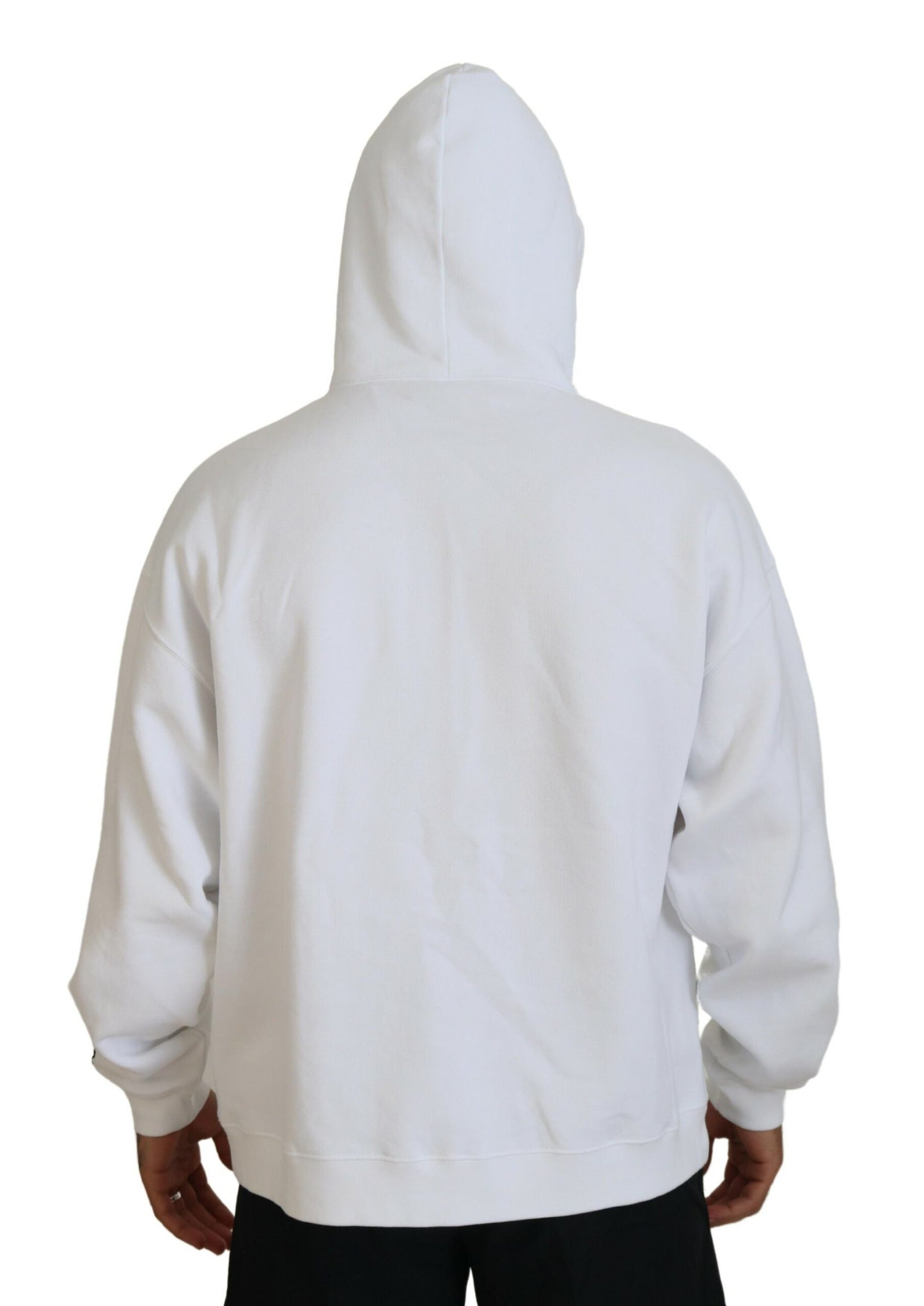 Suéter con capucha y estampado de algodón blanco para hombre