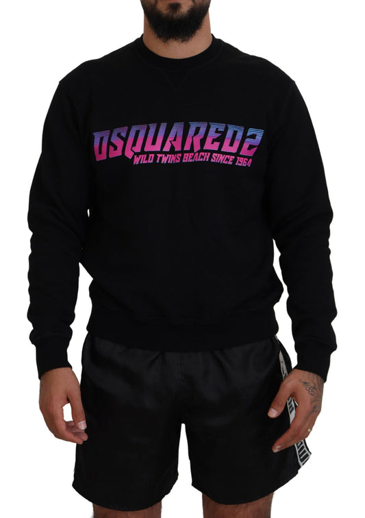 Suéter de hombre de manga larga con estampado de logotipo negro