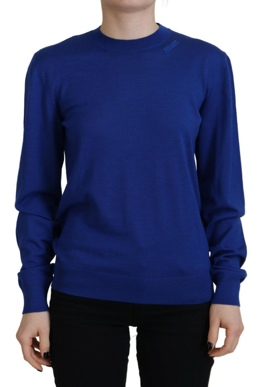Suéter casual de cuello redondo y manga larga de color azul