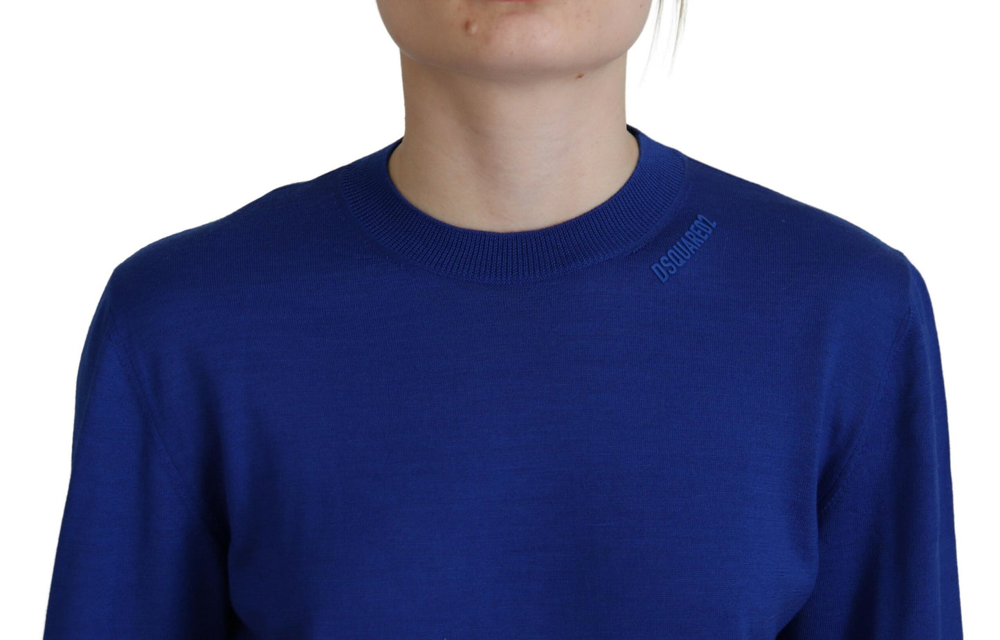 Suéter casual de cuello redondo y manga larga de color azul