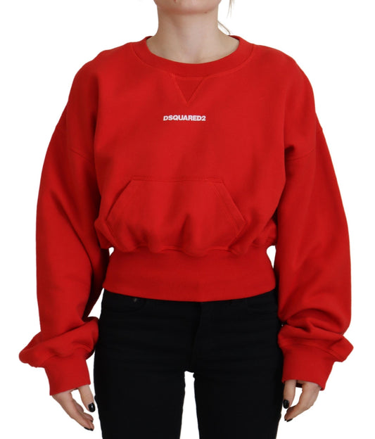 Suéter de mujer de manga larga y cuello redondo con estampado de logotipo rojo