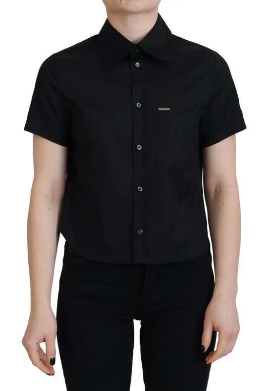 Polo de manga corta con botones y cuello negro