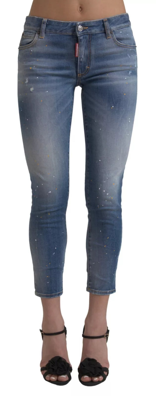 Vaqueros azules de tiro medio con efecto twiggy
