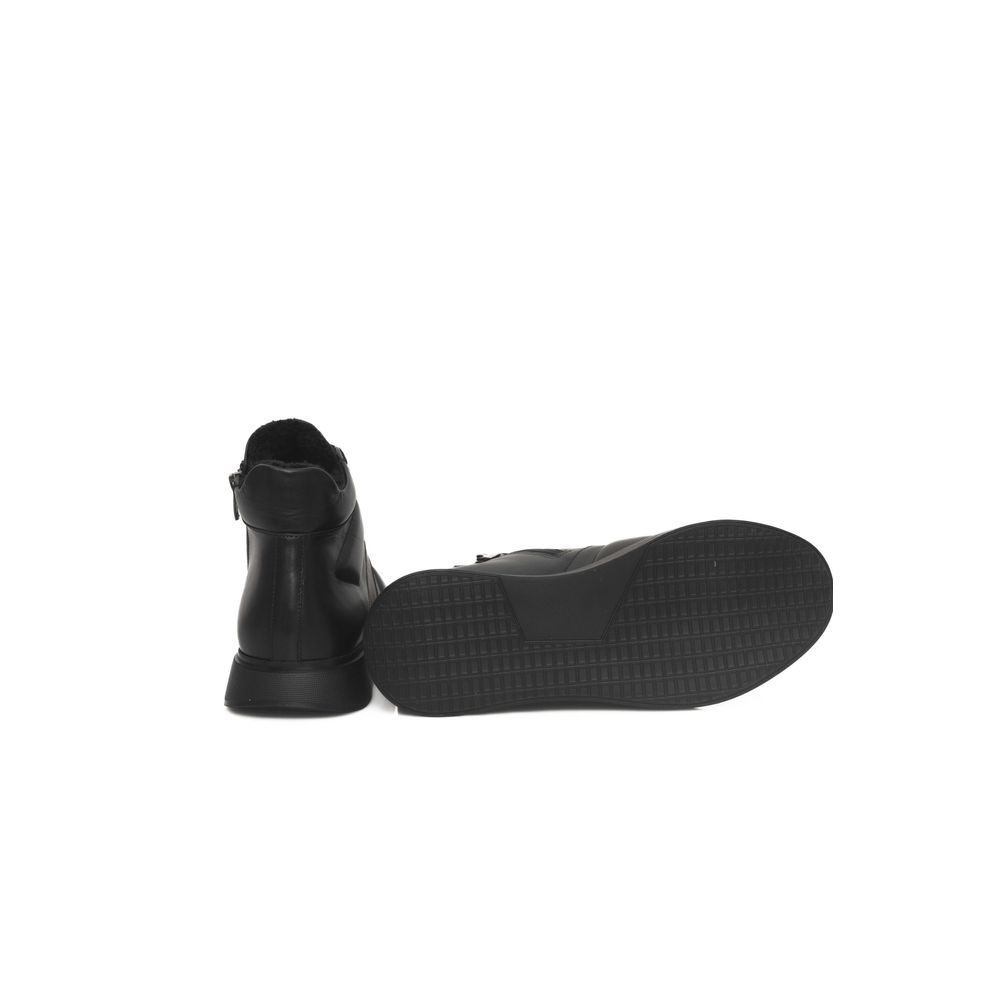 Schwarze Leder Damen Sneaker