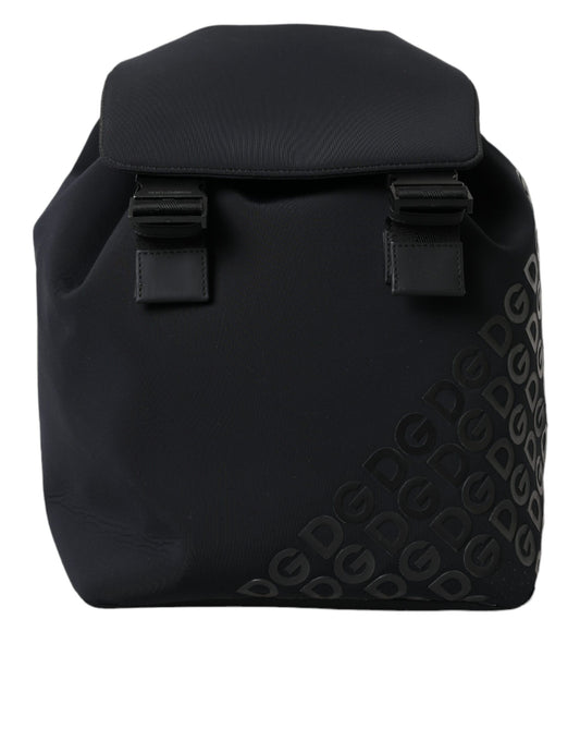 Schwarzer Schulrucksack aus Neopren und Nylon mit DG-Logo