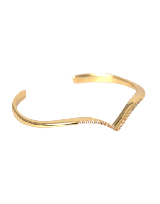 Gewölbtes Flügel-Manschettenarmband „Skyfall“ aus 925er Gold mit Zirkonia