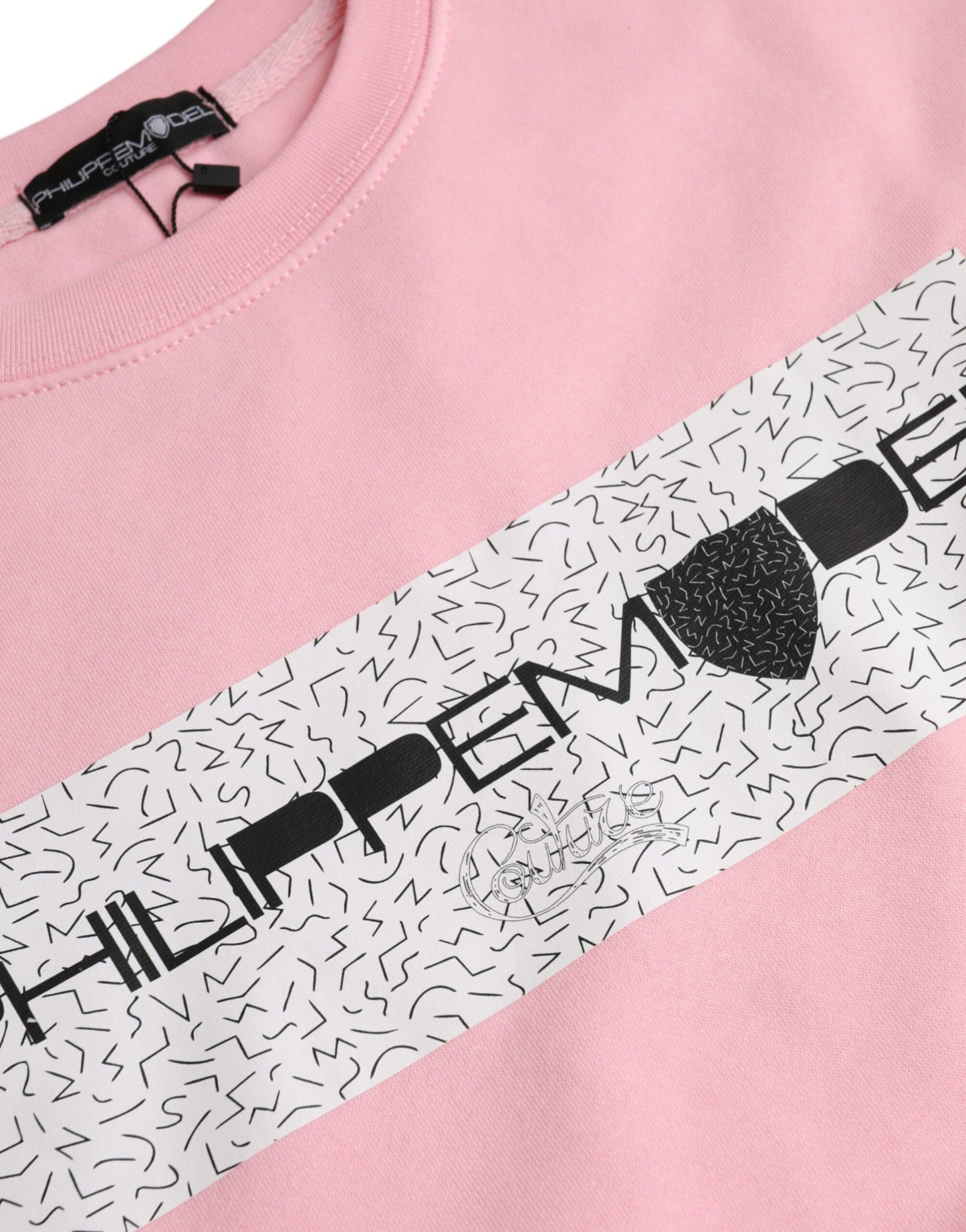 Suéter de manga larga con logotipo de algodón rosa