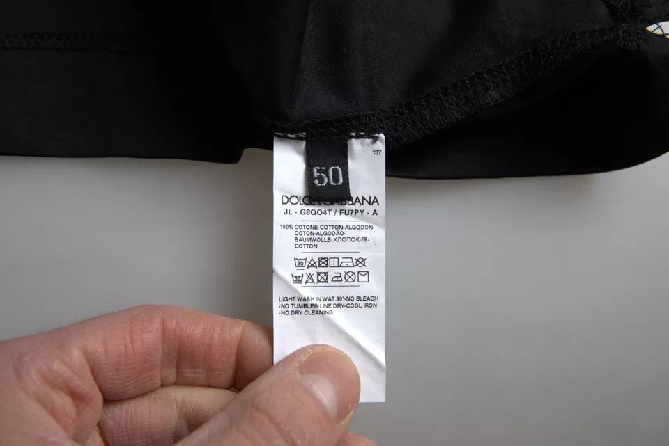 Schwarzes Polo-T-Shirt aus Baumwolle mit Kragen und Logo