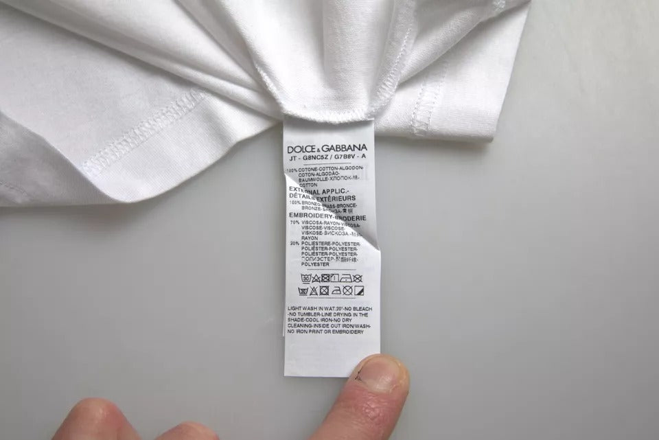 Weißes T-Shirt aus Baumwolle mit Rundhalsausschnitt und kurzen Ärmeln und Logo