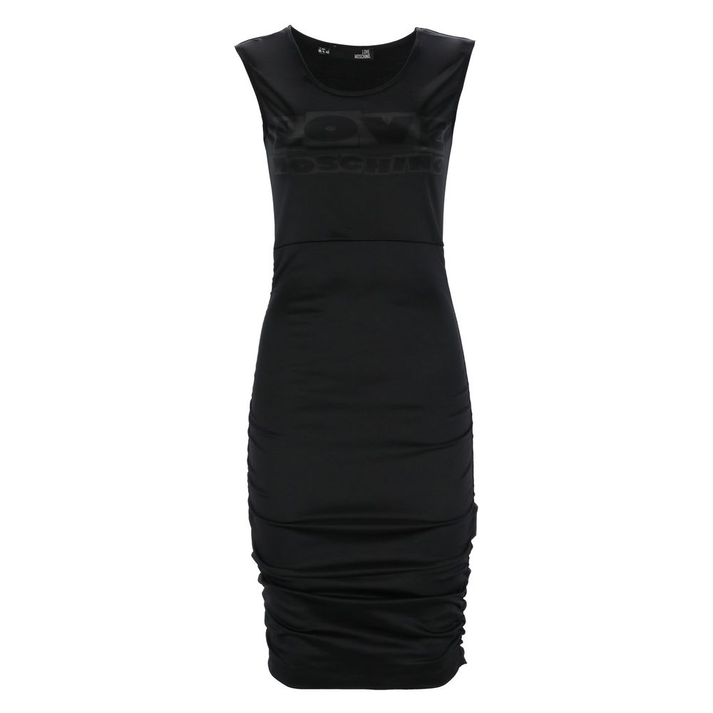 Vestido elegante sin mangas con rizos laterales y logotipo