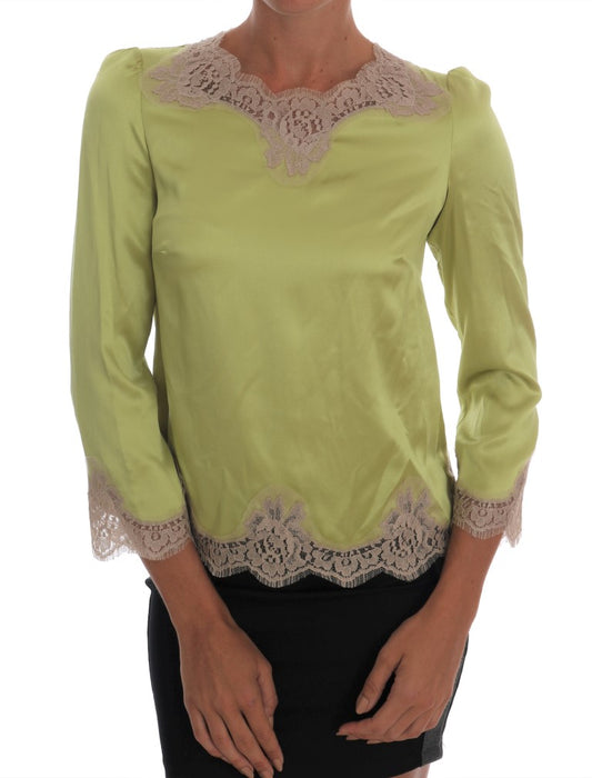 Elegante Seidenbluse mit floraler Spitze