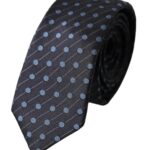 Verstellbare Seidenkrawatte mit schwarzen und blauen Punkten für Herren