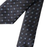 Verstellbare Seidenkrawatte mit schwarzen und blauen Punkten für Herren
