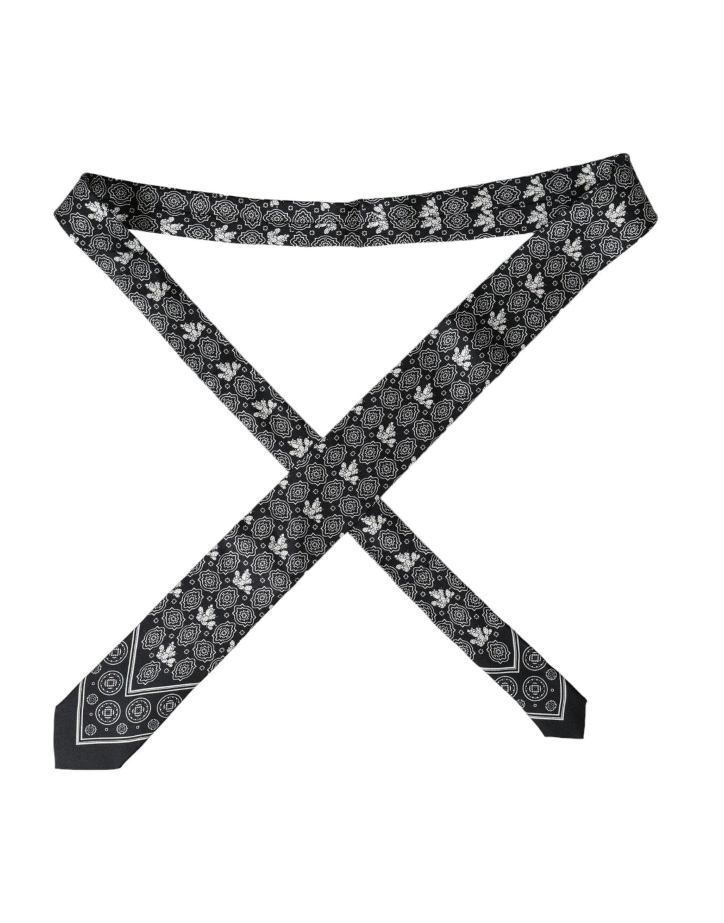 Schwarze gemusterte verstellbare Krawatte aus 100 % Seide