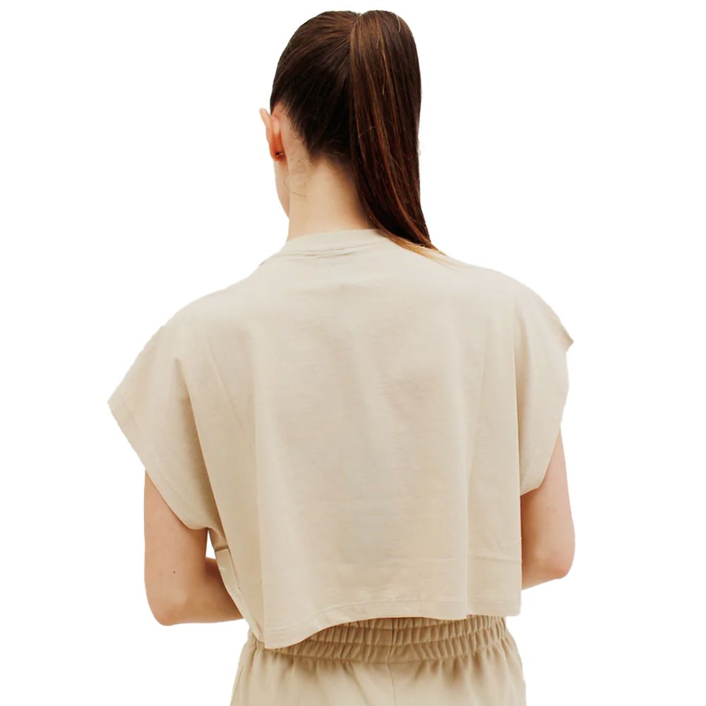 Beige Cotton Women T-Shirt
