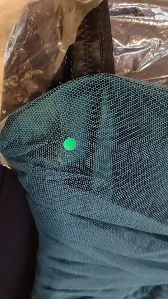 Vestido midi de algodón con tul drapeado en azul