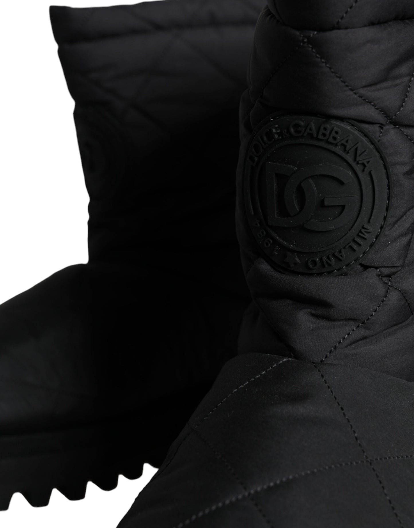 Schwarze gepolsterte Nylon-Stiefel mit mittlerer Wade für Herren