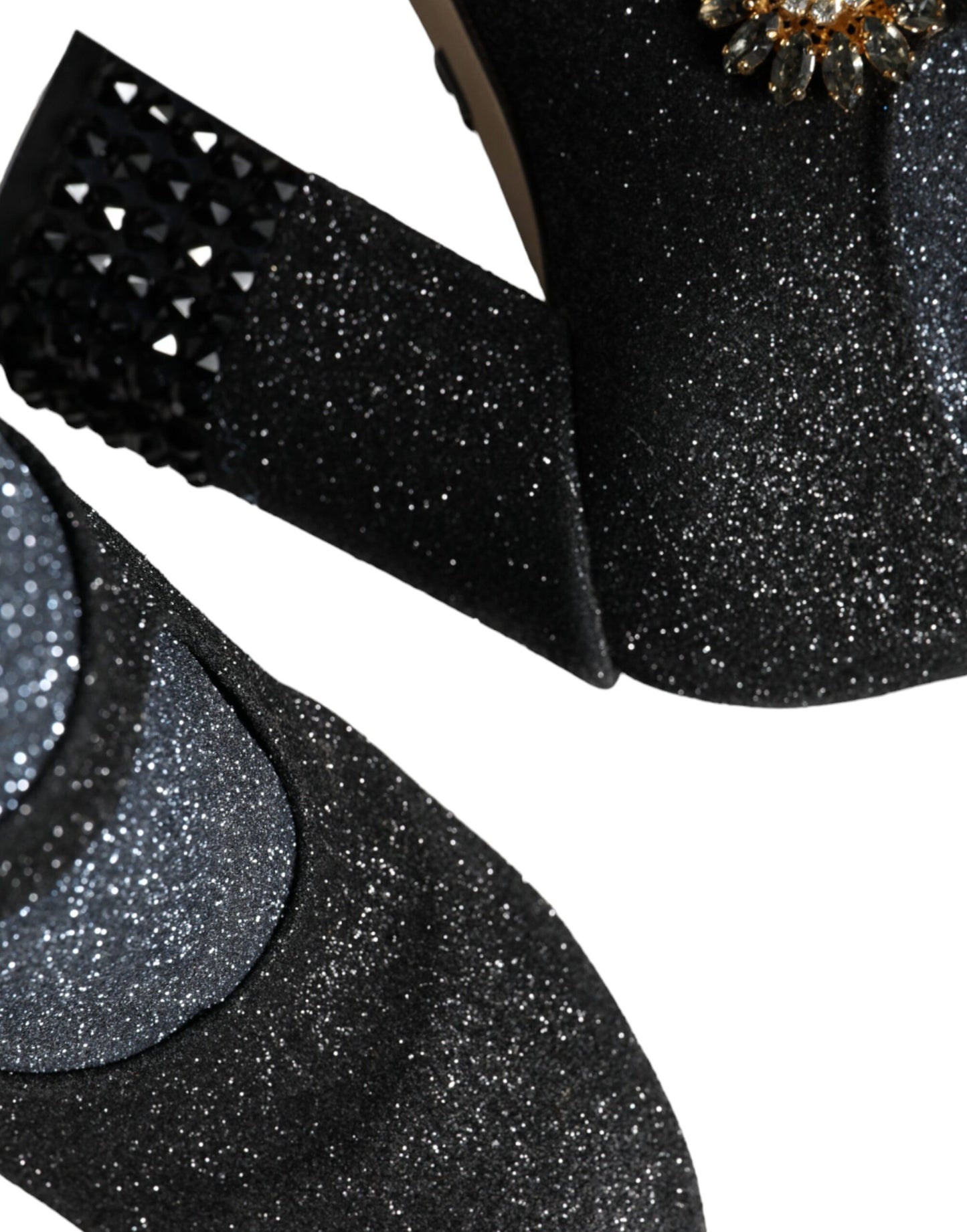 Schwarze Mary Janes-Stiefeletten mit Kristallen