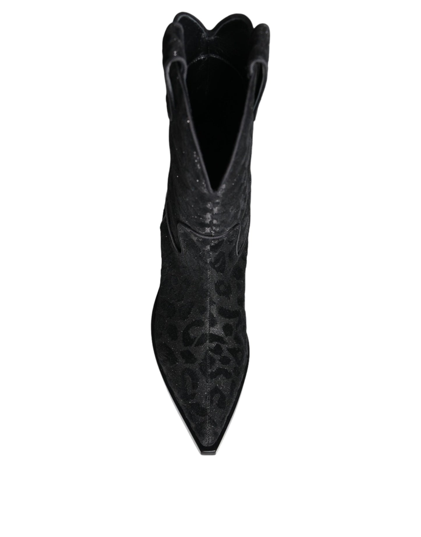Botas vaqueras negras y grises con estampado de leopardo