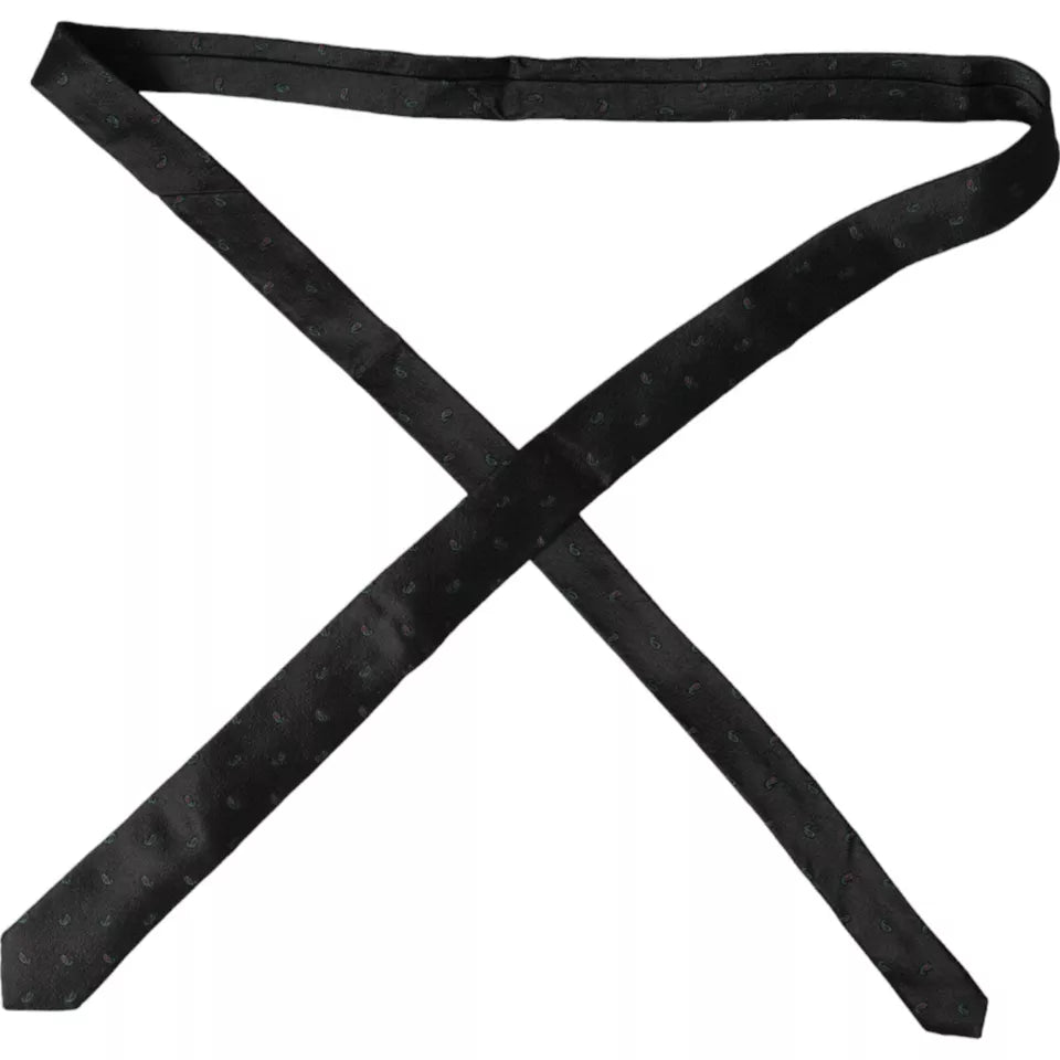 Schwarze Fantasy-Krawatte aus 100 % Seide, verstellbar