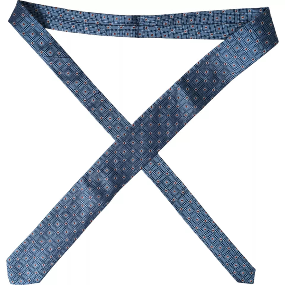 Corbata ajustable para hombre 100 % seda con estampado azul