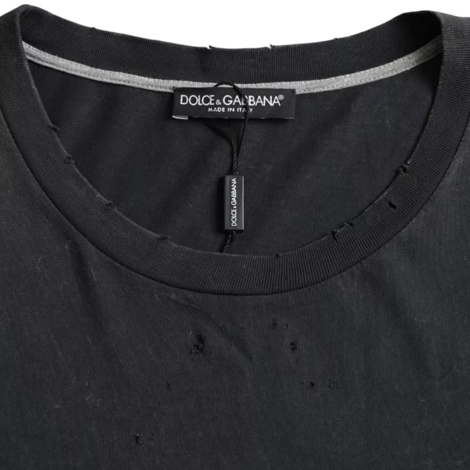 Camiseta de manga corta de algodón con estampado gráfico negro
