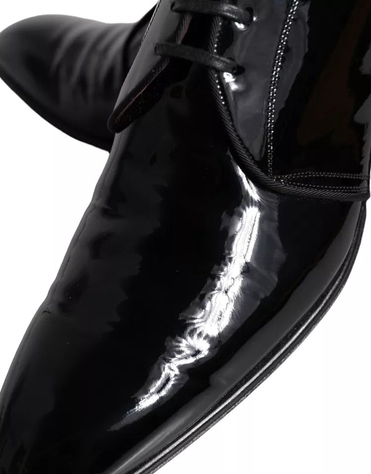 Zapatos de vestir Derby de charol negro para hombre
